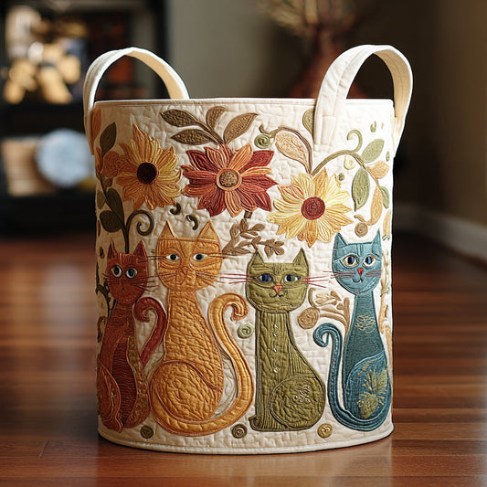 Colorful Cats Quilted Laundry Basket NCU0DV1610