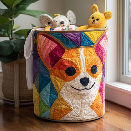 Colorful Corgi Quilted Laundry Basket NCU0PTT1437