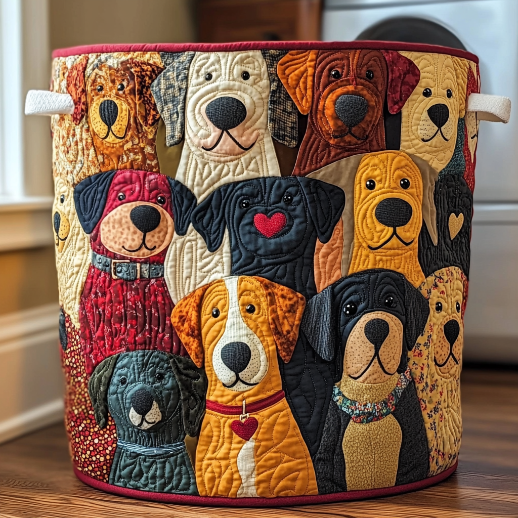 Colorful Dogs Quilted Laundry Basket NCU0DDK1309 – Quiltnest