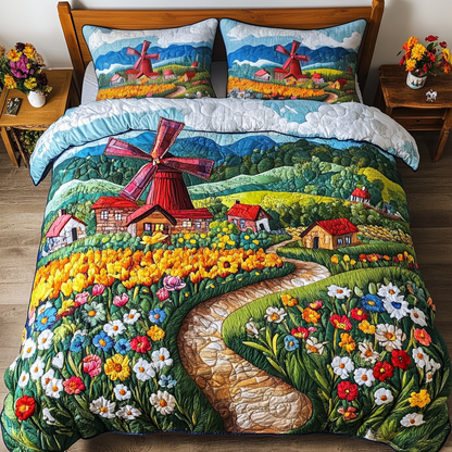 Colorful Fields 3-Piece Quilted Bedding Set NCU0NVH240