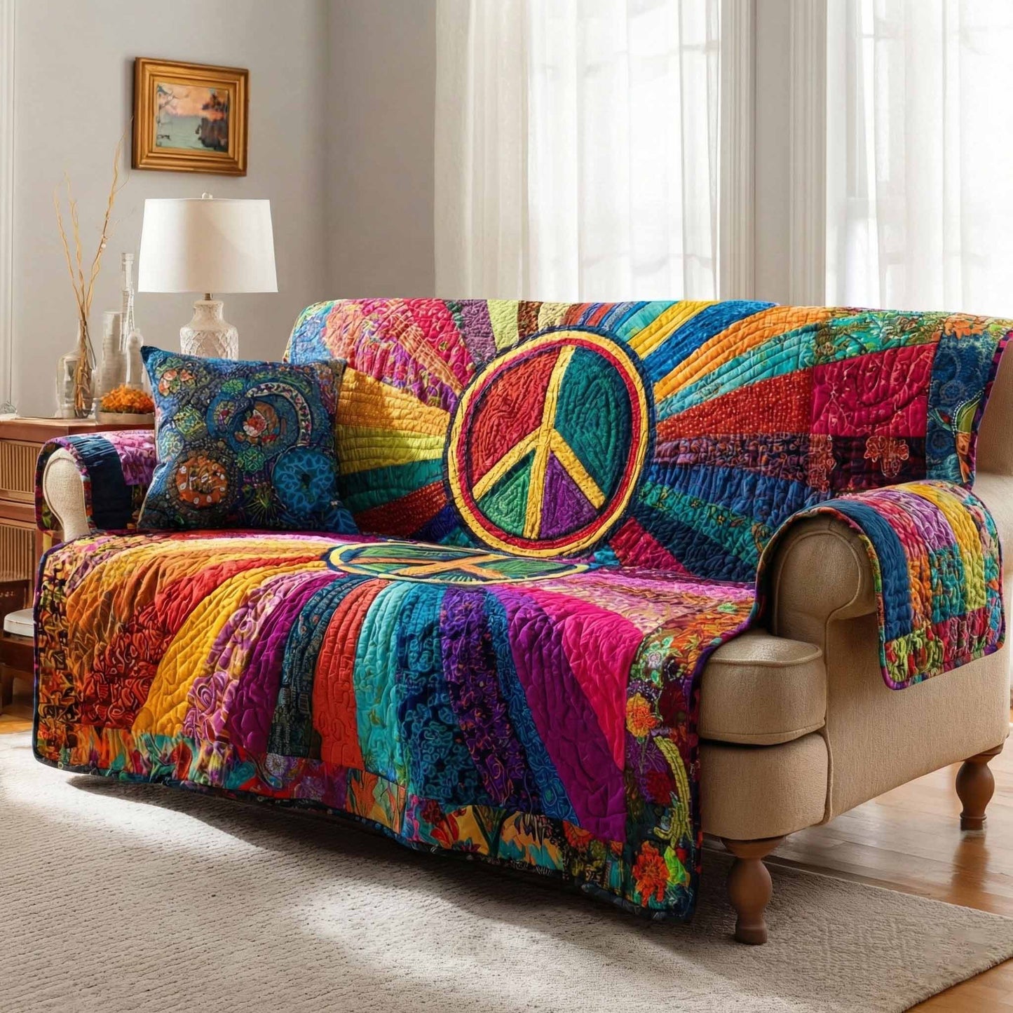 Colorful Freedom Quilted Sofa Cover NCU0NXD1498
