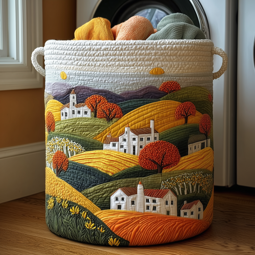 Colorful Hills Quilted Laundry Basket NCU0TH2944