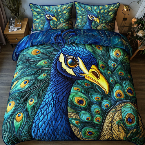 Colorful Plumes 3-Piece Quilted Bedding Set NCU0DDK240