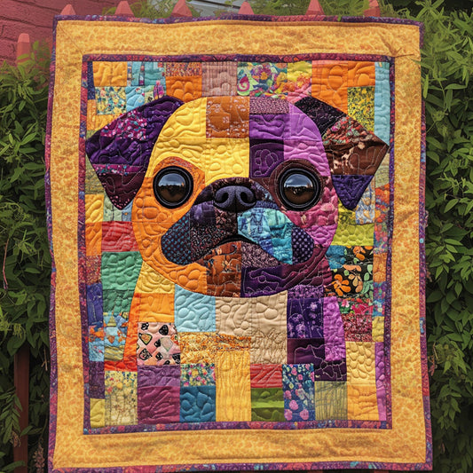 Colorful Pug Love Quilted Blanket NCU0TL1812