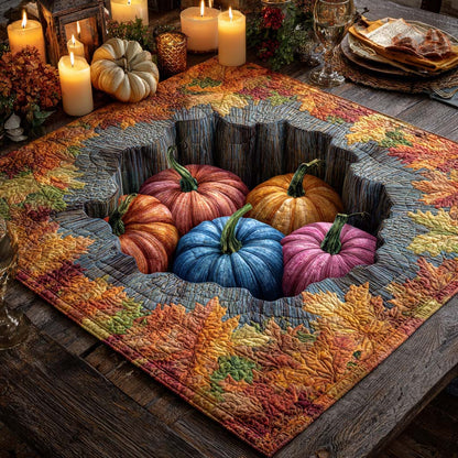 Colorful Pumpkin Nest Quilted Table Topper NCU0NXD341