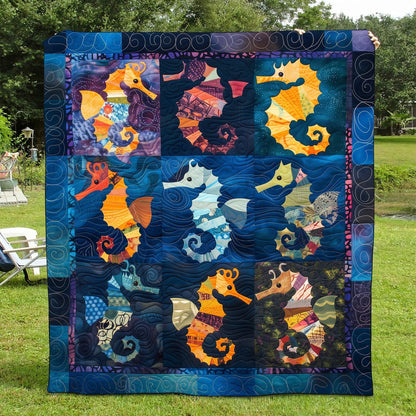 Colorful Seahorses Quilted Blanket NCU0TH1244