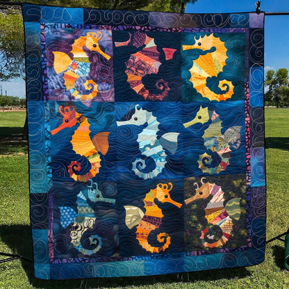 Colorful Seahorses Quilted Blanket NCU0TH1244