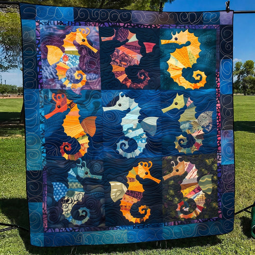 Colorful Seahorses Quilted Blanket NCU0TH1244