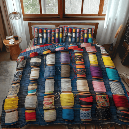 Colorful Spools 3-Piece Quilted Bedding Set NCU0TH1296