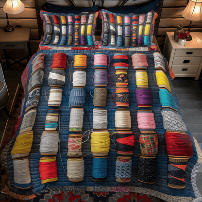 Colorful Spools 3-Piece Quilted Bedding Set NCU0TH1296