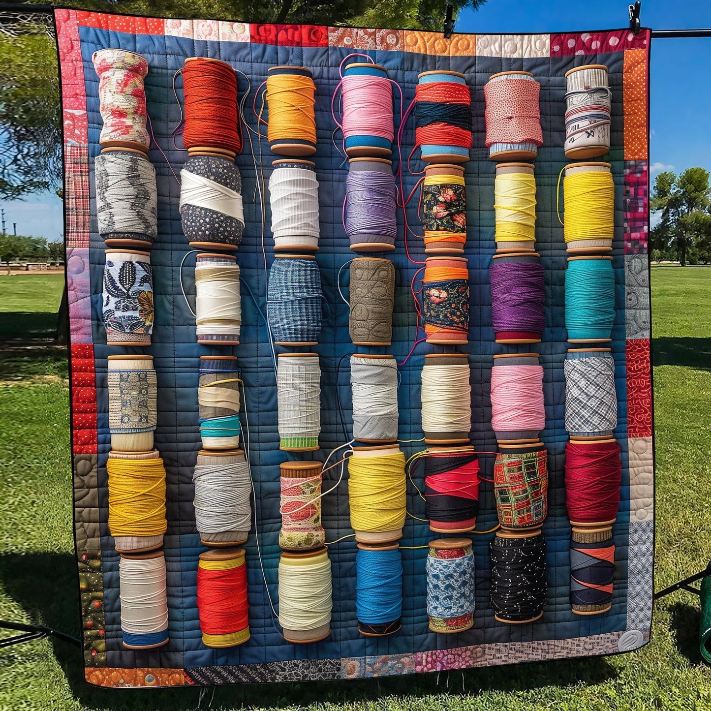 Colorful Spools Quilted Blanket NCU0TH1281