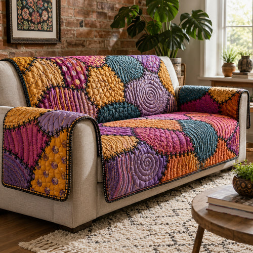 Colorful Swirls Quilted Sofa Cover NCU0PVL943