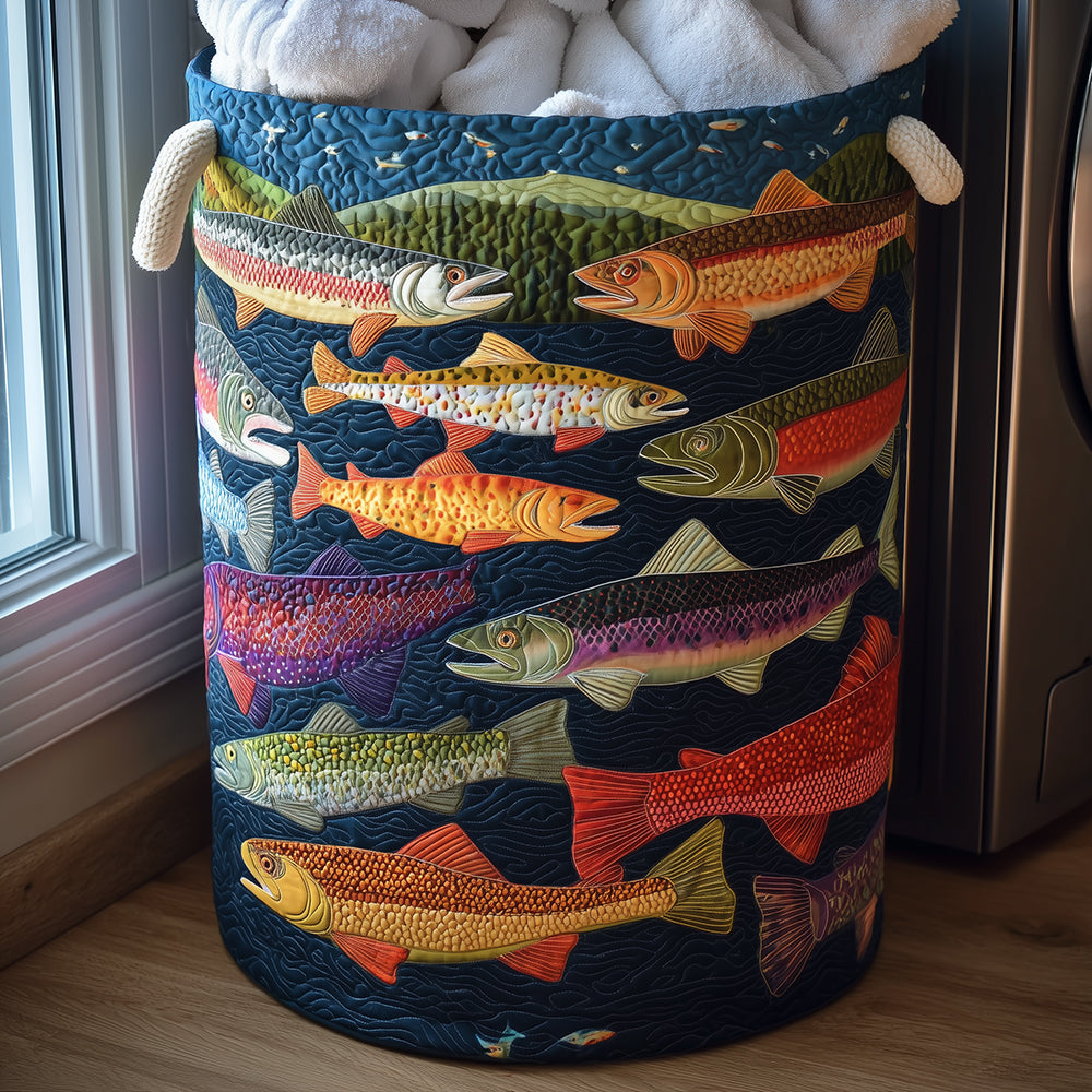 Colorful Trout Quilted Laundry Basket NCU0TH3031