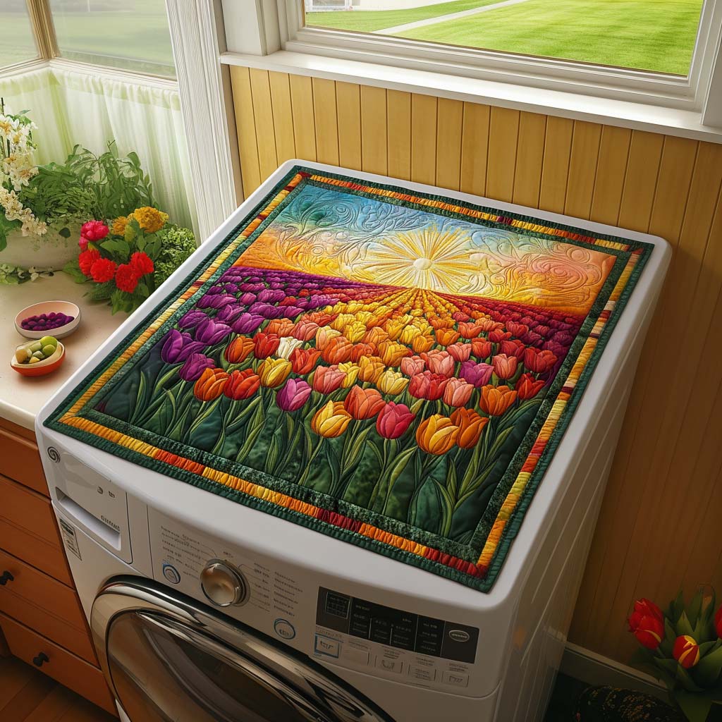 Colorful Tulip Field Quilted Washer and Dryer Cover NCU0NNT1452