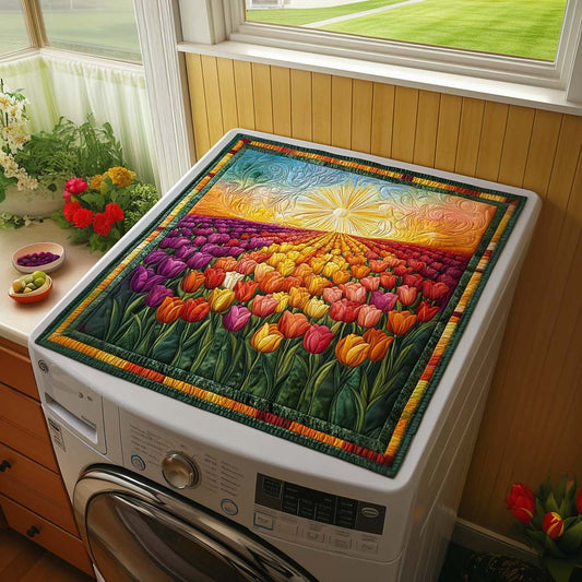 Colorful Tulip Field Quilted Washer and Dryer Cover NCU0NNT1452