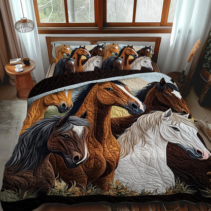 Colorful Wild Horse 3-Piece Quilted Bedding Set NCU0PD575