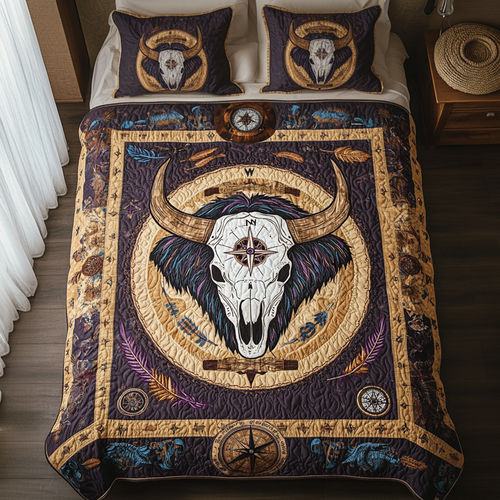 Compass of the Wild 3-Piece Quilted Bedding Set NCU0NVH008