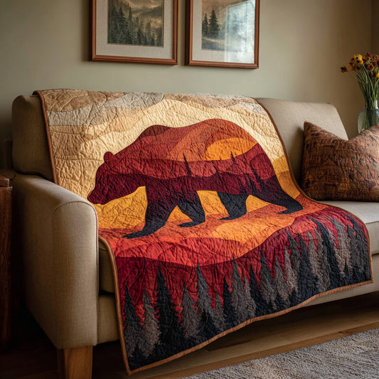 Copper Horizon Bear Quilted Blanket NCU0LDH760
