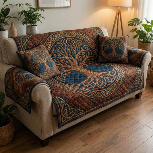 Copper Roots Quilted Sofa Cover NCU0NXD1569