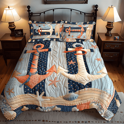 Coral Anchors 3-Piece Quilted Bedding Set NCU0TH1229