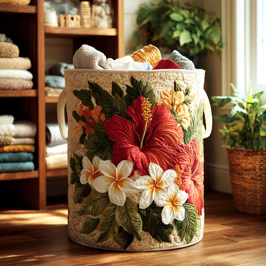 Coral Charm Quilted Laundry Basket NCU0NTV162