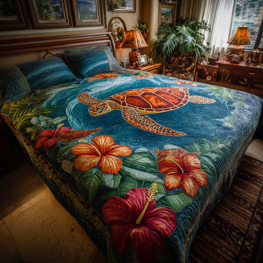 Coral Garden Turtle Quilted Blanket NCU0LDH796