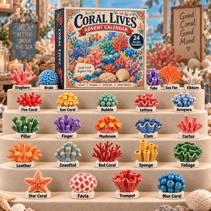 CHRISTMAS KICKOFF 40% OFF - Coral Lives Advent Calendar 2026 - 24-Day Festive Countdown, Acrylic Charms Blind Box - Gift For Ocean Lovers AC0TM367