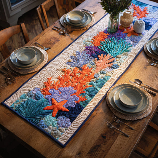 Coral Sea Quilted Table Runner NCU0HNH831