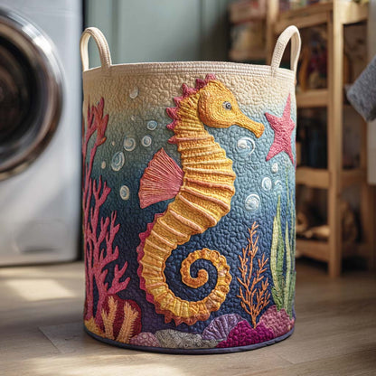 Coral Seahorse Quilted Laundry Basket NCU0NTD160