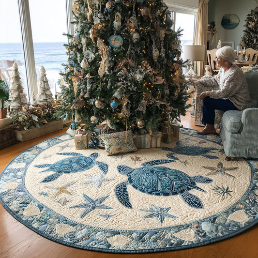 Coral Tide Turtle Christmas Quilted Tree Skirt NCU0DV1416