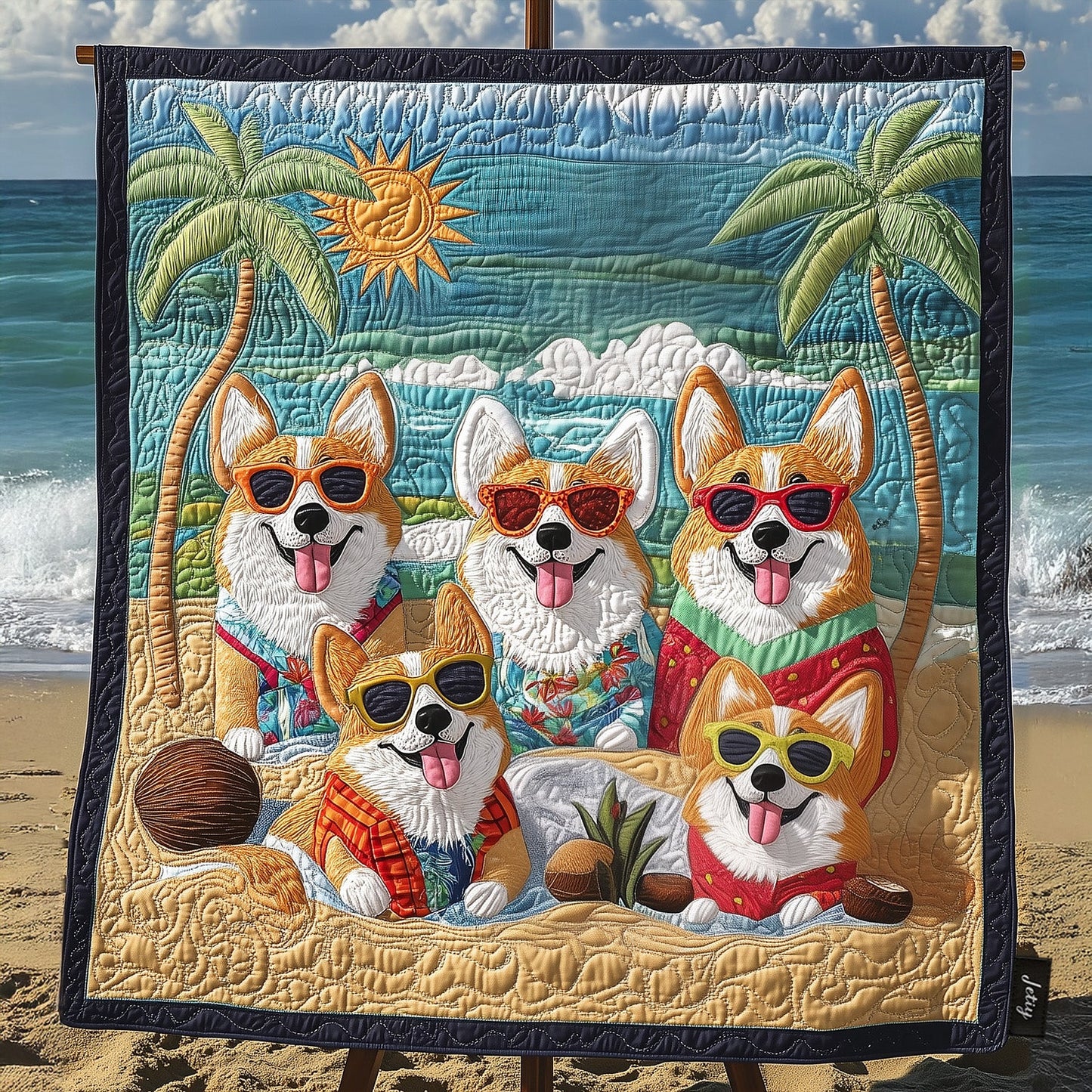 Corgi Bliss Quilted Blanket NCU0PT755