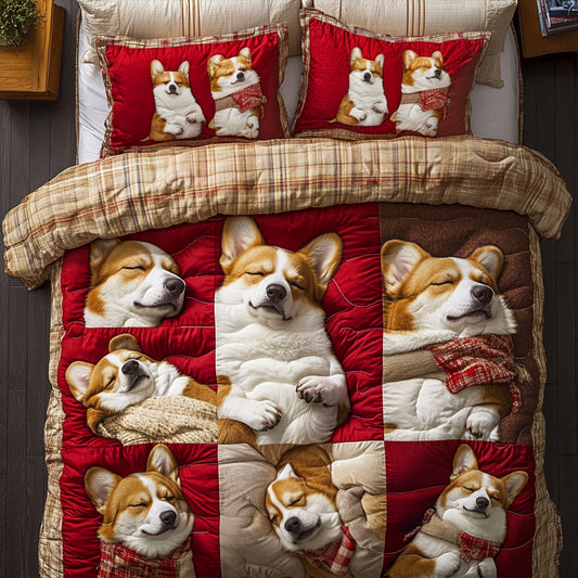 Corgi Comfort Night 3-Piece Quilted Bedding Set NCU0PTT020