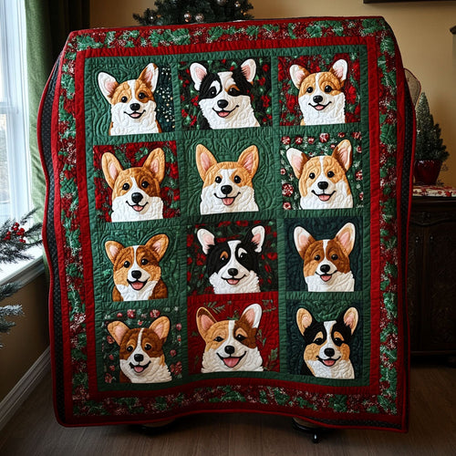 Corgi Carolers Quilted Blanket NCU0PT2079