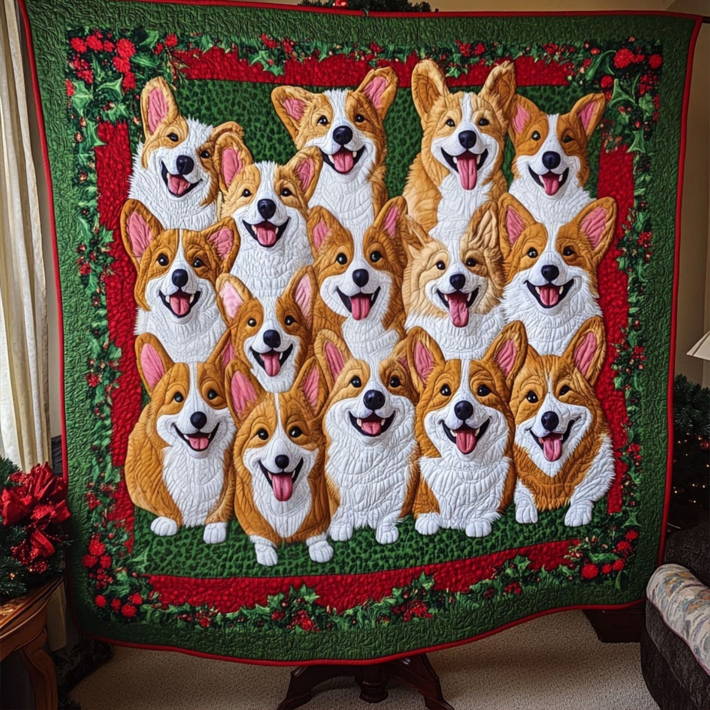 Corgi Christmas Wishes Quilted Blanket NCU0PT2081