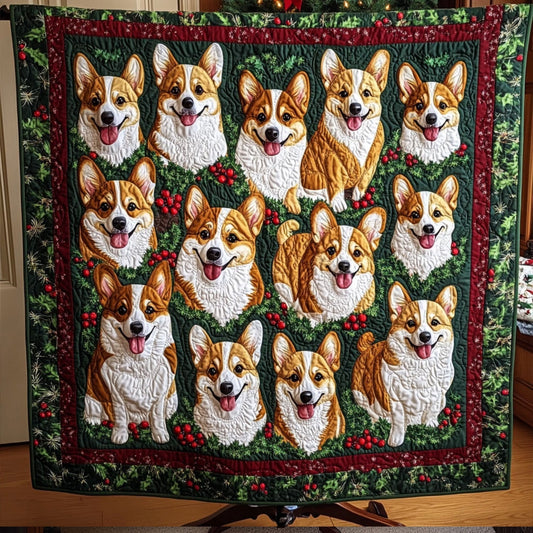 Corgi Claus Squad Quilted Blanket NCU0PT2082