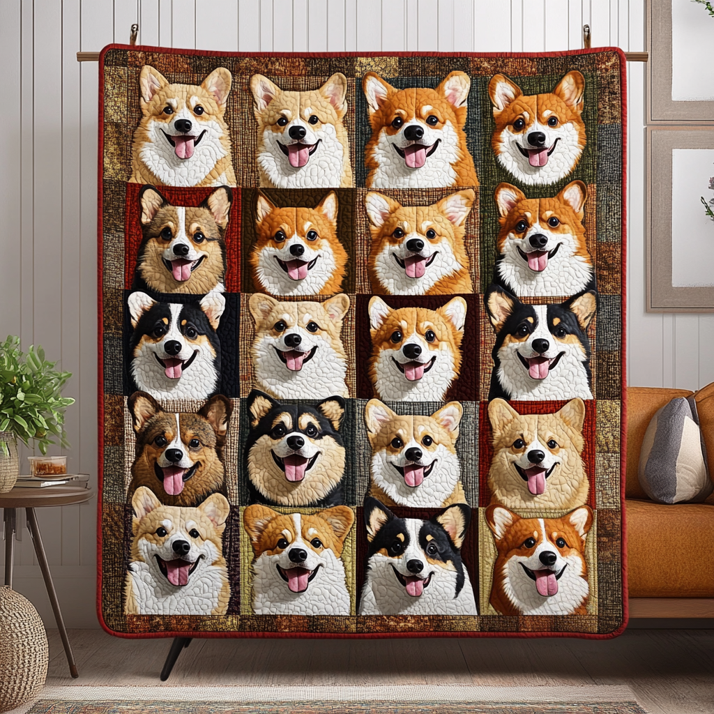 Jolly Corgi Companions Quilted Blanket NCU0PT2087