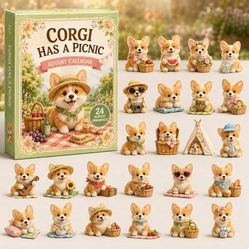 CHRISTMAS KICKOFF 40% OFF - Corgi Has A Picnic Advent Calendar 2026 - 24-Day Festive Countdown, Acrylic Charms Blind Box - Gift For Corgi Lovers AC0TM188