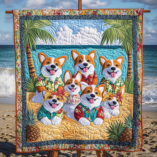 Corgi Island Breeze Quilted Blanket NCU0PT1457