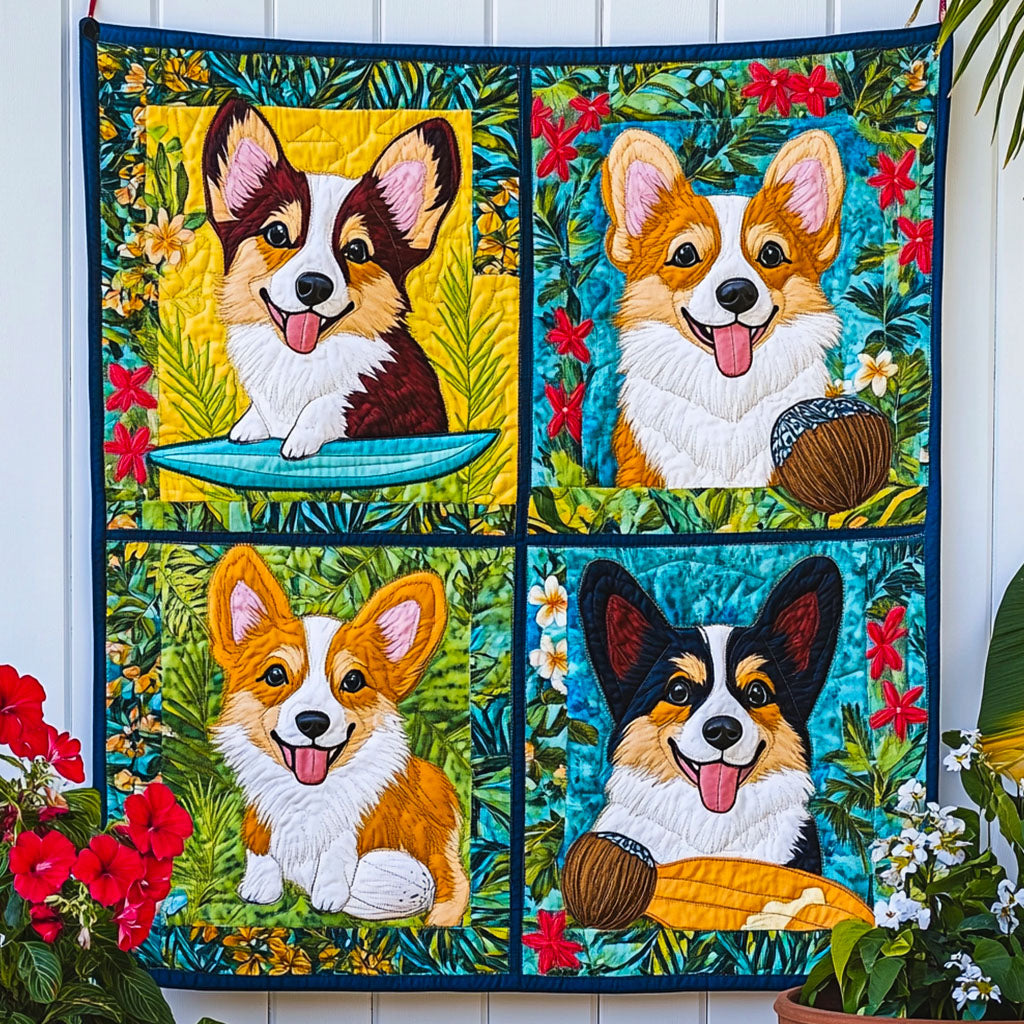Corgi Island Quilted Blanket NCU0NNT699