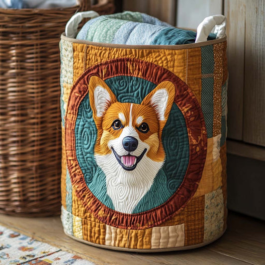 Corgi Joy Quilted Laundry Basket NCU0NXD354