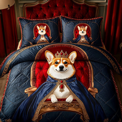 Corgi Kingdom 3-Piece Quilted Bedding Set NCU0NNT690