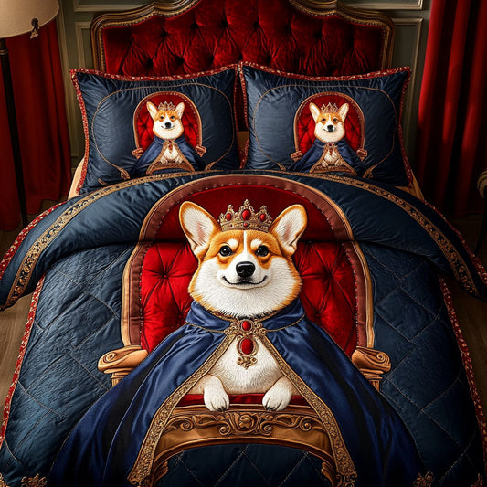 Corgi Kingdom 3-Piece Quilted Bedding Set NCU0NNT690