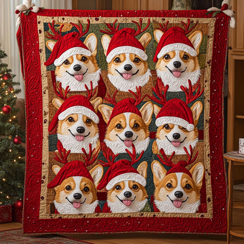 Corgi Noel Delight Quilted Blanket NCU0PT2083