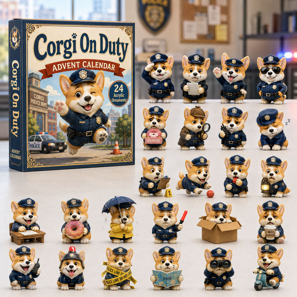 CHRISTMAS KICKOFF 40% OFF - Corgi On Duty Advent Calendar 2026 - 24-Day Festive Countdown, Acrylic Charms Blind Box - Gift For Corgi Lovers AC0TH108
