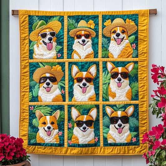 Corgi Paradise Quilted Blanket NCU0NNT702