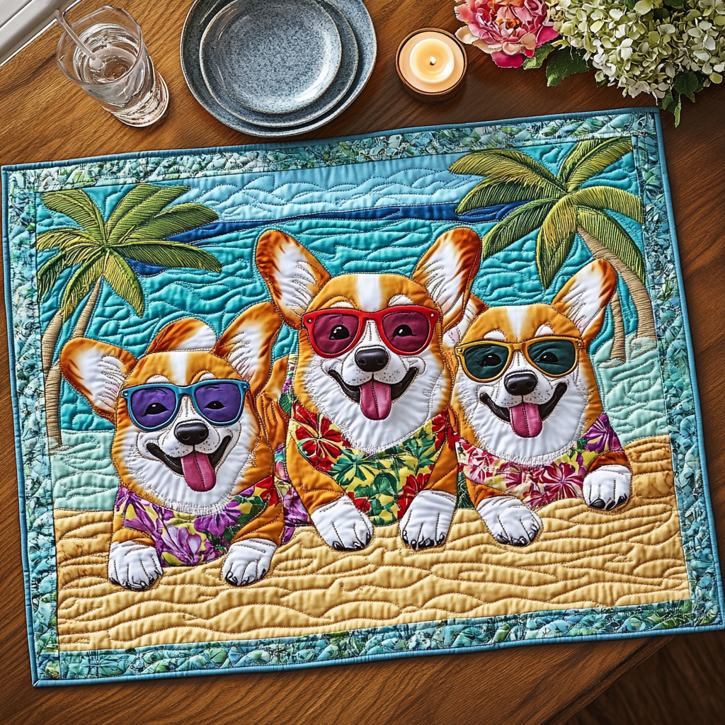 Corgi Vibes Quilted Place Mat NCU0NVH845