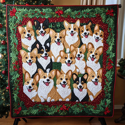Corgi Winter Bliss Quilted Blanket NCU0PT2084
