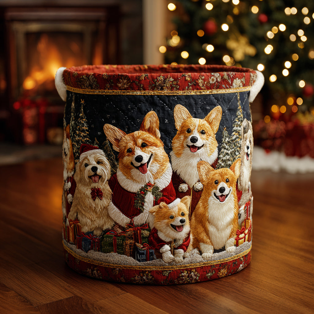 Corgi and Friends Quilted Laundry Basket NCU0DV1145