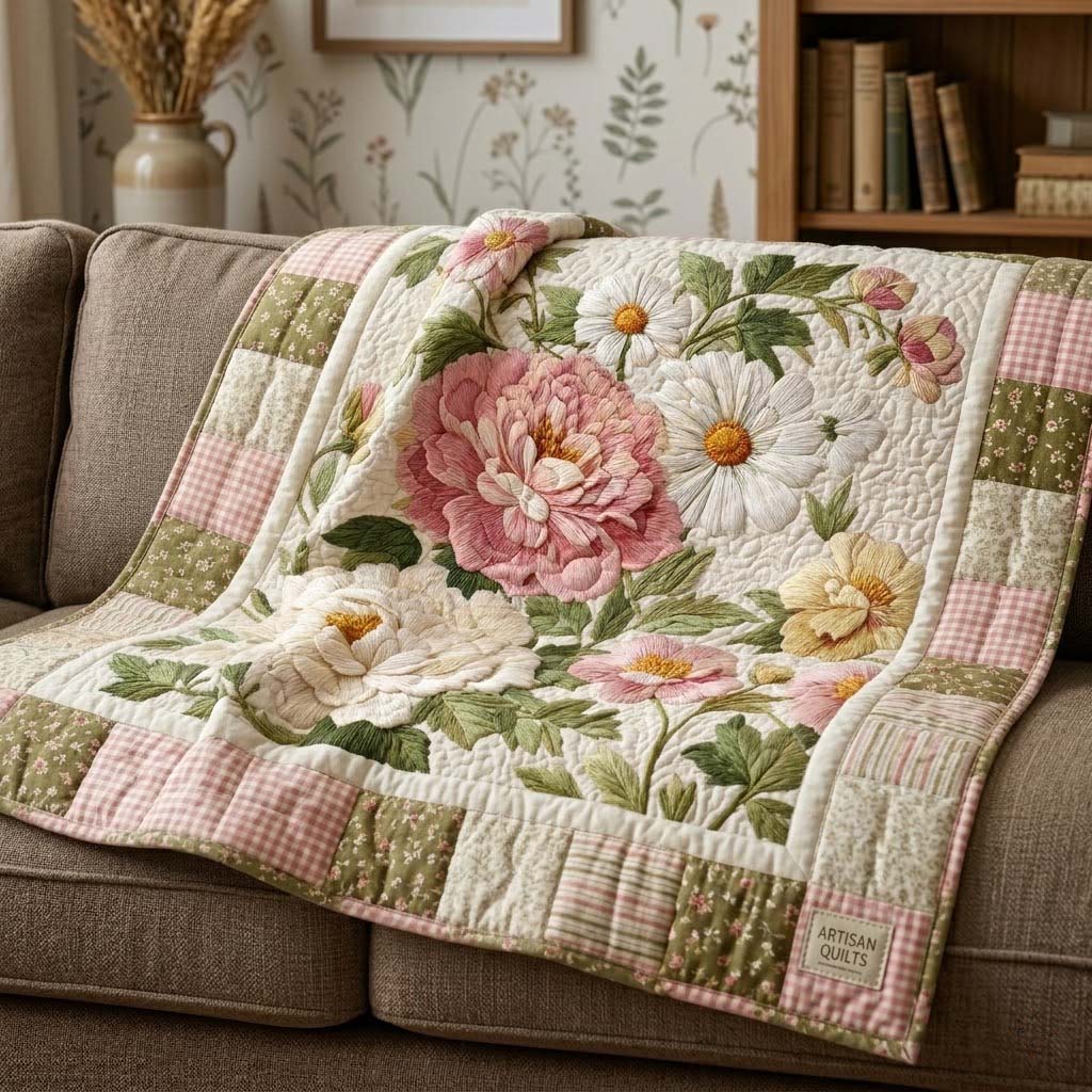 Cottage Blossom Quilted Blanket NCU0DQQ0558