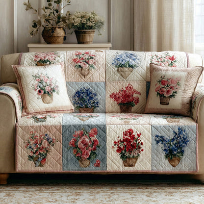 Cottage Bouquet Quilted Sofa Cover NCU0LDH208
